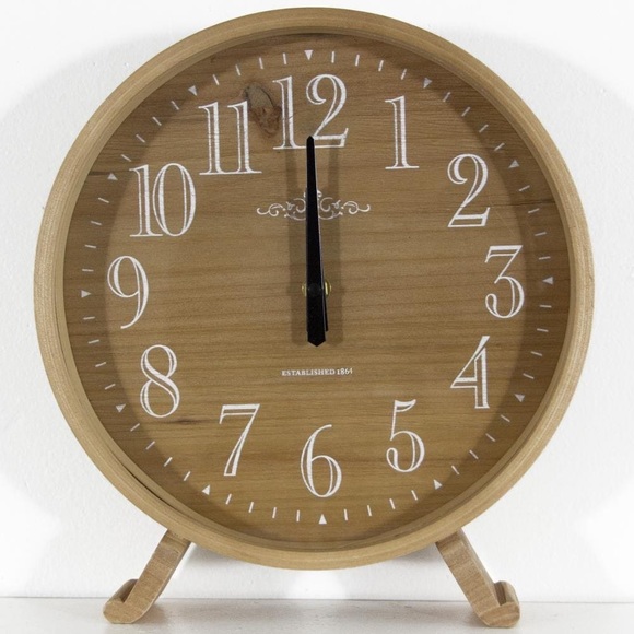 NWT Allen + Roth Analog Round Tabletop Mid-century Modern Clock
